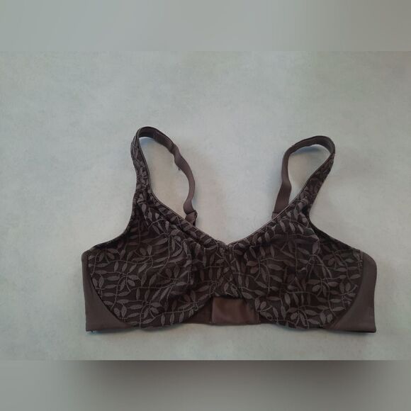 Olga 35519 Sheer Leaves Lace Minimizer Bra Underwire Brown Lace 40C - Picture 1 of 3